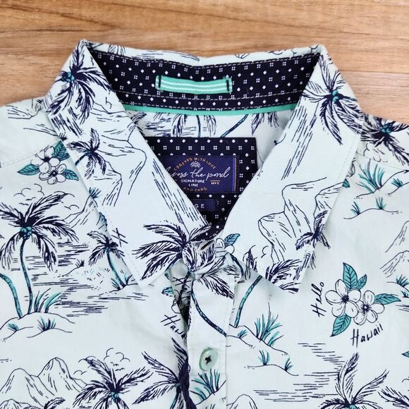 🔹️NWT Across The Pond Mint Tropical Button Short Sleeve Shirt Men's Large - Picture 4 of 14